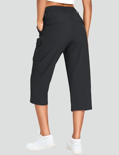Women's Quick Dry Hiking Cargo Capris - X-Large Black Travel Pants