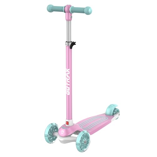 Kids Kick Scooter with LED Wheels for Boys & Girls, Pink, 3 Wheels, Light Pink