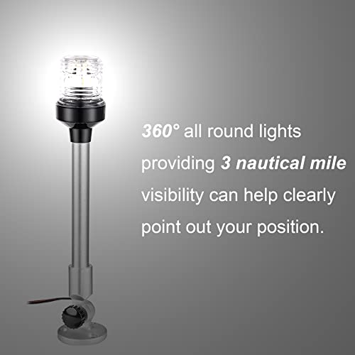24 Inch Foldable Nautical Navigation Anchor Light 360° White LED, Aluminum Base