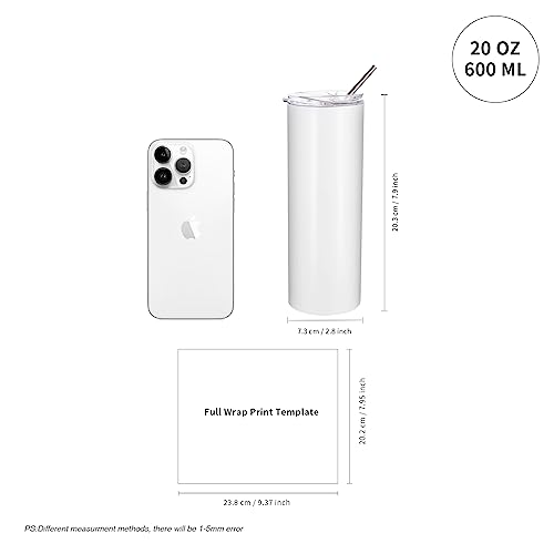 20 OZ Sublimation Tumblers Set - Straight Skinny Stainless Steel Bulk Wholesale