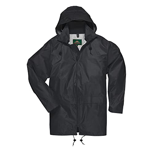 Portwest US440 Classic Waterproof Packable Rain Jacket - Large Black