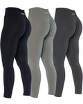 AUROLA Dream Collection Workout Leggings for Women High Waist Seamless Scrunch Athletic Pants - Small Pack (Black, Asphalt Grey, Ultimate Grey)