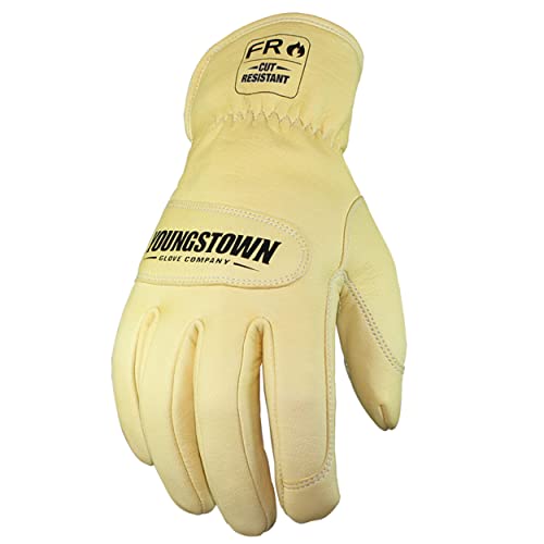 Youngstown Glove Leather Work Gloves for Men - Kevlar Lined, Tan, Large