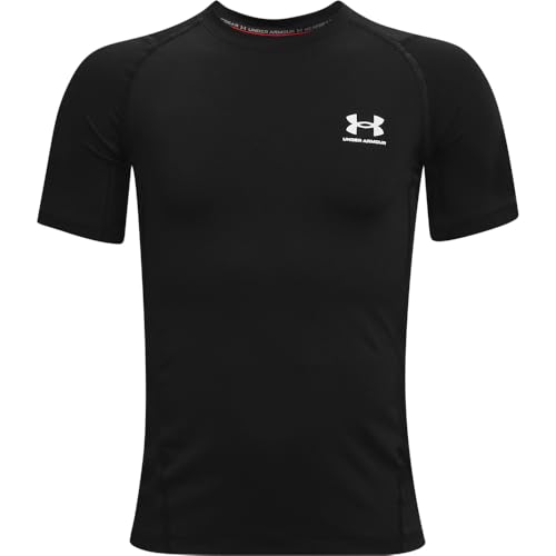 Under Armour Kids HeatGear Armour Short Sleeve T-Shirt - Small, Black & White