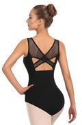 Women Ballet Lace Short Sleeve Dance Leotard Tank - Small Black Mesh