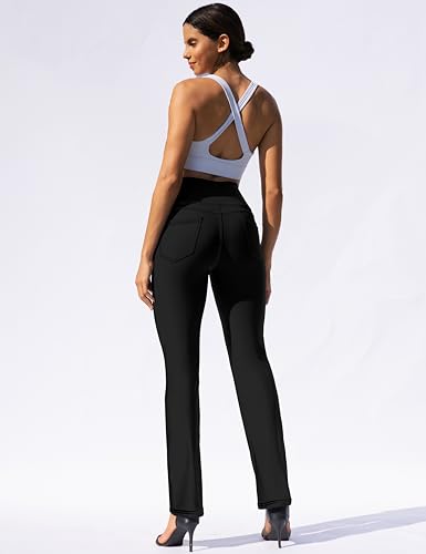 VOOVEEYA Women's High Waisted Yoga Leggings with Pockets - 30 Inseam, Large, Black