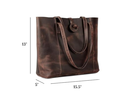 Vintage Crafts Buffalo Leather Tote Bag - Genuine Leather Handbag & Shopper Purse