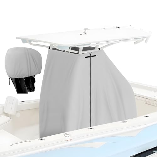 Yexcend 1200D Waterproof T-Top Boat Cover for Center Console, Gray, 69"Lx47"Wx72"H