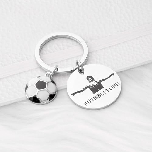 Soccer Fan Keychain - Futbol Inspired Football Lover Gift - Stainless Steel