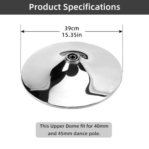 Silver Dance Pole Top Dome for 45mm Poles - Apartment-Friendly, Removable Suction Cup