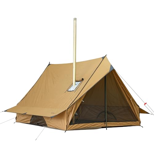 POMOLY Medium Camping Hot Tent Chalet 70 Series with Stove Jack & 2 Poles for 2-3 Persons