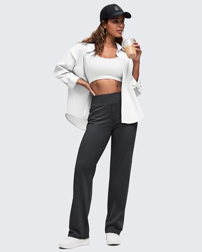 Women's Yoga Pants with Hidden Zipper Pockets - Black, Large, 5'4.5"-5'7"