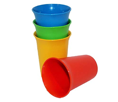 Vintage Set of 4 Child's Tupperware Bell Tumblers - 7 Ounce Capacity, Blue Yellow Green Red