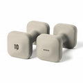 WeGym SafeGrip Square Dumbbells 10LB Pair - Sandstone, Anti-Slip Home Weights