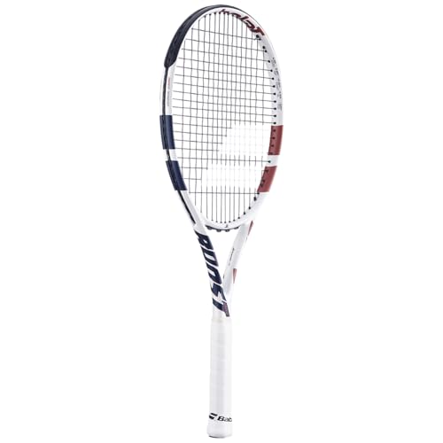 Beginner Tennis Racket - Strung Babolat Boost Drive with Black String & 4 1/4" Grip