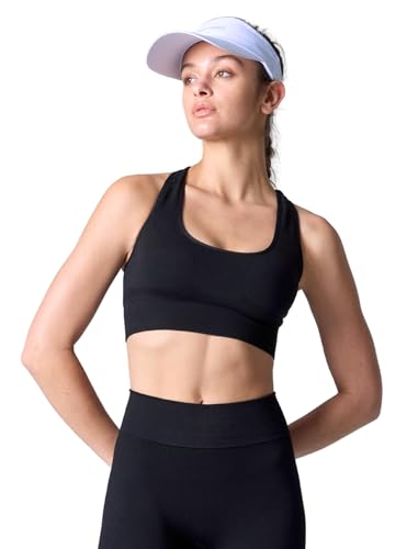 Women’s Merino Wool Racerback Sports Bra Large Black - Seamless & Breathable
