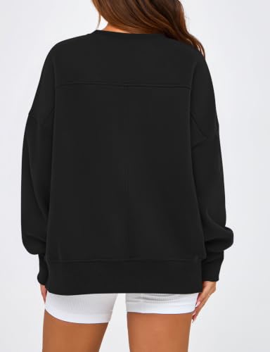 Women's Black Fleece Crewneck Sweatshirt - Large Pullover