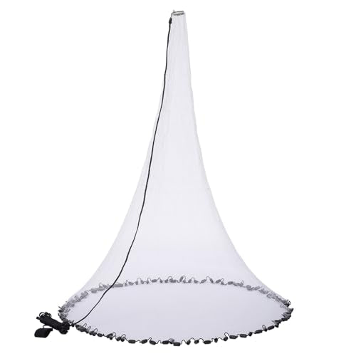 Saltwater Casting Net 8 Ft Mesh 3/8-Inch Bait Fish Net with Utility Bucket
