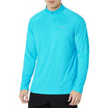Men's UPF 50+ Long Sleeve Rash Guard Swim Shirt XX-Large Sea Blue 1/4 Zip