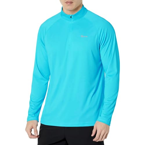 Men's UPF 50+ Long Sleeve Rash Guard Swim Shirt XX-Large Sea Blue 1/4 Zip