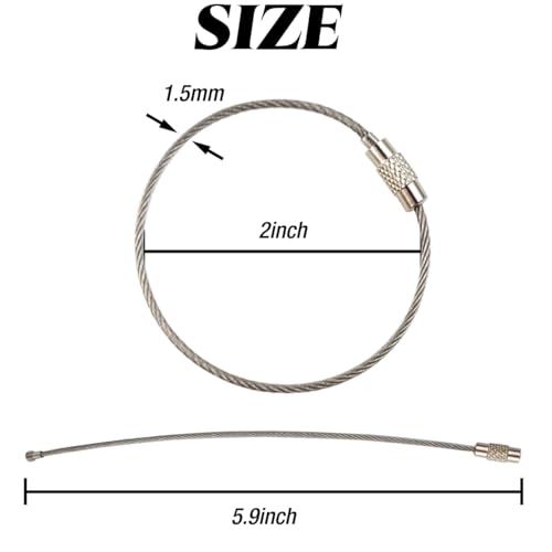 50PCS Stainless Steel Keychain Rings Heavy Duty Luggage Tags Cable Loops