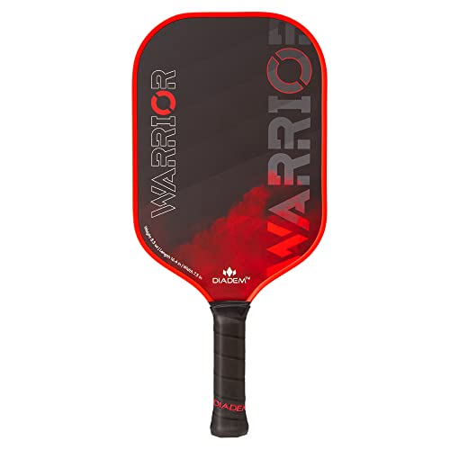 Diadem Warrior Pickleball Paddle - Red, Carbon Fiber Face, 3X L-Core, Spin & Control