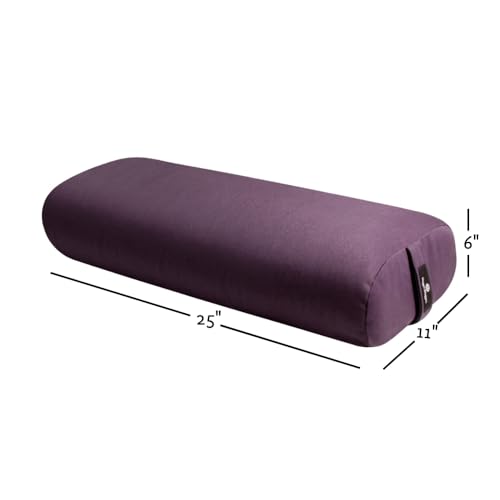 Yoga Bolster - Supportive Firm Cushion for Restorative Poses - Plum Solid