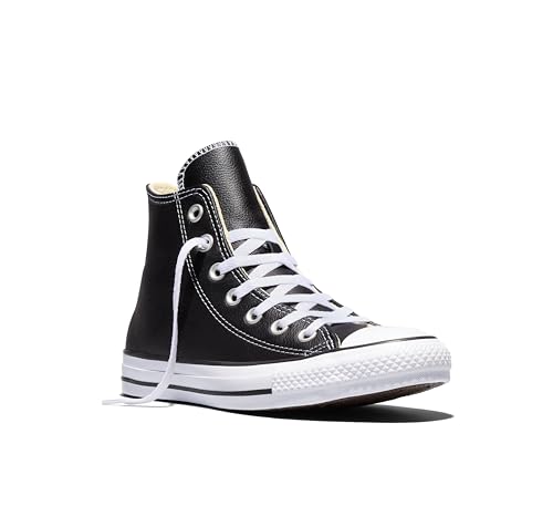 Unisex Leather High Top Sneakers - Chuck Taylor All Star, Black, 12 Women/10 Men