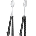 Stainless Steel Spoon and Fork Set with Black Handles - 2 Pcs