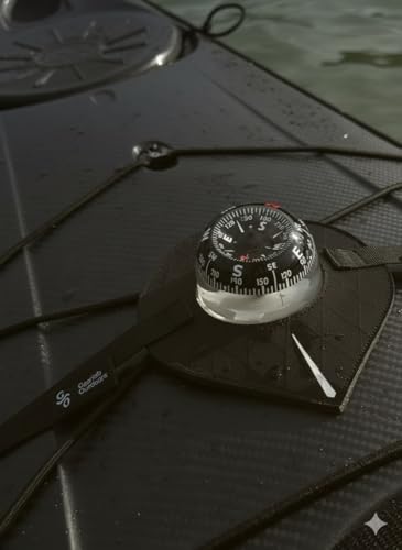 Kayak Compass No-Drill Deck Mount - High-Visibility Marine Navigation Black