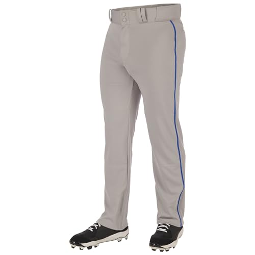 Champro Men's Triple Crown 2.0 Open Bottom Baseball Pants Large Grey & Royal