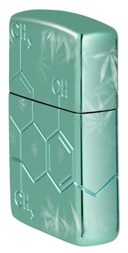 Zippo Leaf Lighter - High Polish Green Cannabis Design Windproof Refillable