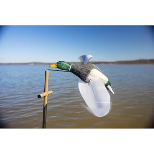 Wind-Activated Duck Decoy with Spinning Wings for Waterfowl Hunting