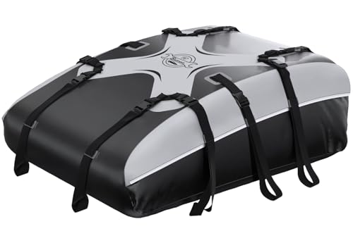 Sailnovo Classic Gray-Black Car Roof Bag 20Cu Ft Universal Fit for Most Vehicles