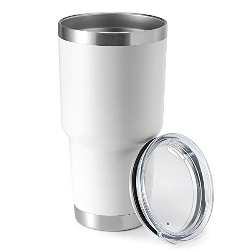 30oz Stainless Steel Travel Mug - Double Wall Vacuum Insulated Tumbler with BPA-Free Lid - White