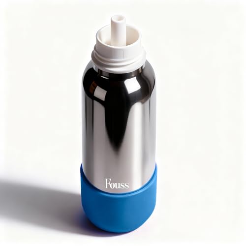 Fouss 19oz Stainless Steel Insulated Water Bottle with Straw - Blue
