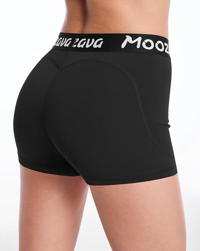 Moozava Women's 3-Inch Spandex Volleyball Shorts 3 Pack - Medium No Pockets Black