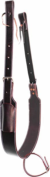 Horse Leather Back Cinch Girth with Billets - Handcrafted Oiled Brown Leather