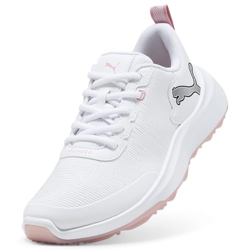 Puma Gruve Sport Junior Golf Shoes - 4 Big Kid / White-Rosy Outlook-Jasmine Flower