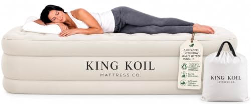 Beige Queen Air Mattress with Built-in Pump - 13 Inch Raised Inflatable Bed