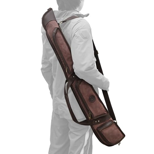 WAYNE'S DOG 42" Small Size Canvas Leather Gun Case for Rifle & Shotgun, Protective Lamb Wool Pouch, Coffee Variant