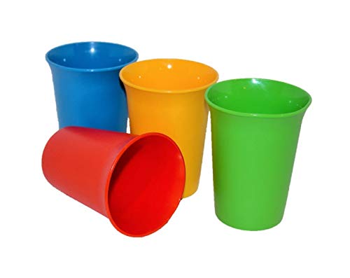 Vintage Set of 4 Child's Tupperware Bell Tumblers - 7 Ounce Capacity, Blue Yellow Green Red