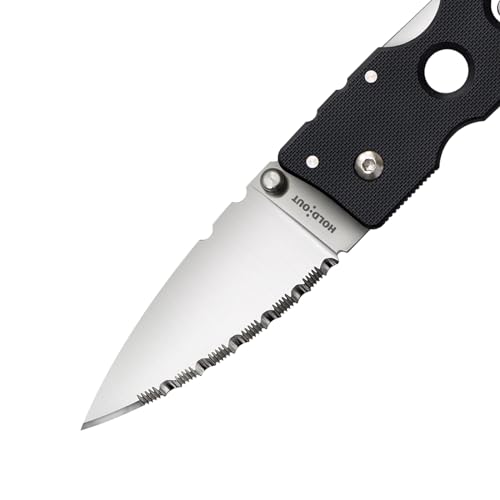 Cold Steel Hold Out 3" S35VN Serrated Folding Knife with G-10 Handle and Tri-Ad Lock