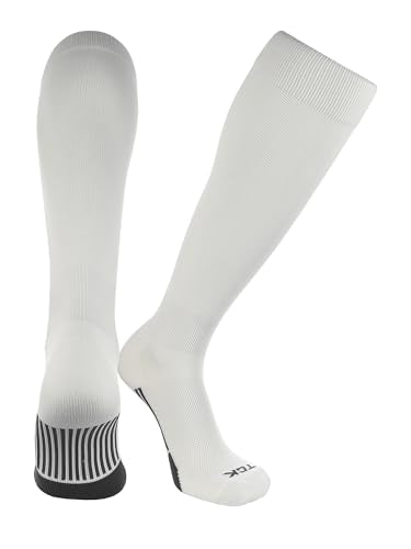 Men's White Baseball & Softball Socks Medium - Dugout Solid Color Sports Socks for Youth & Adults