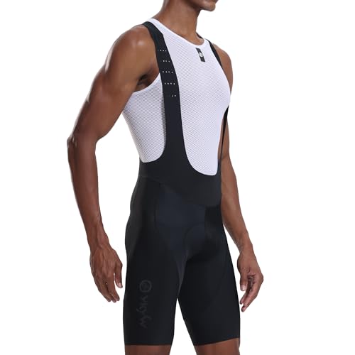 Men's Cycling Bib Shorts - Elastic Interface Padded Biking Shorts, Breathable, X-Large Black