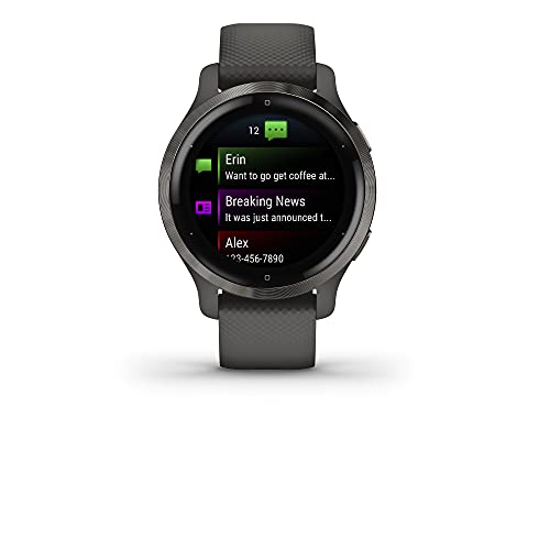 Smaller-Sized GPS Smartwatch with Health & Fitness Monitoring - Slate Bezel, Silicone Band