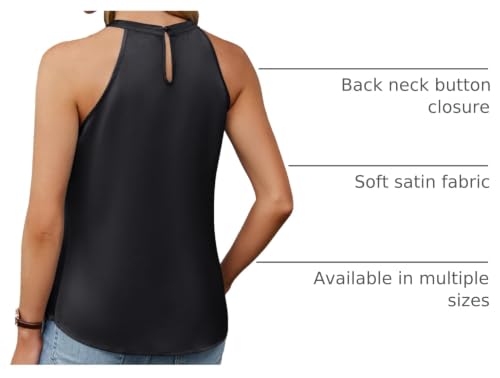 Blooming Jelly Women's Summer Satin Tank Top Dressy Casual Blouse Large Black
