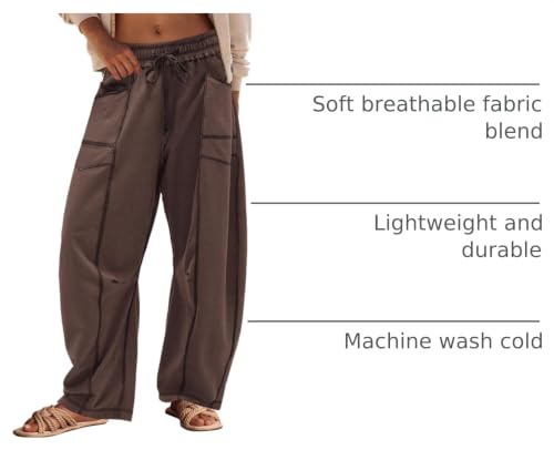 Panadila Women's Wide Leg Barrel Sweatpants - Medium, Coffee Brown