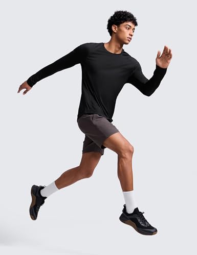 Men's Medium Black Quick Dry Long Sleeve Workout Shirt - Breathable Active Top