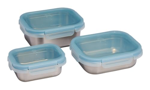 Hydro Flask Food Container Set – Leakproof Stainless Steel Lunch Boxes with Lids, 2, 3.5 & 5 Cups Rain Bundle